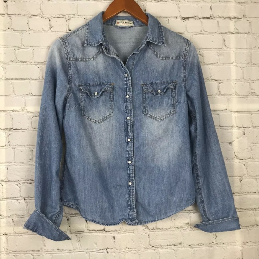 Clock House Long Sleeve Button Down Chambray Shirt